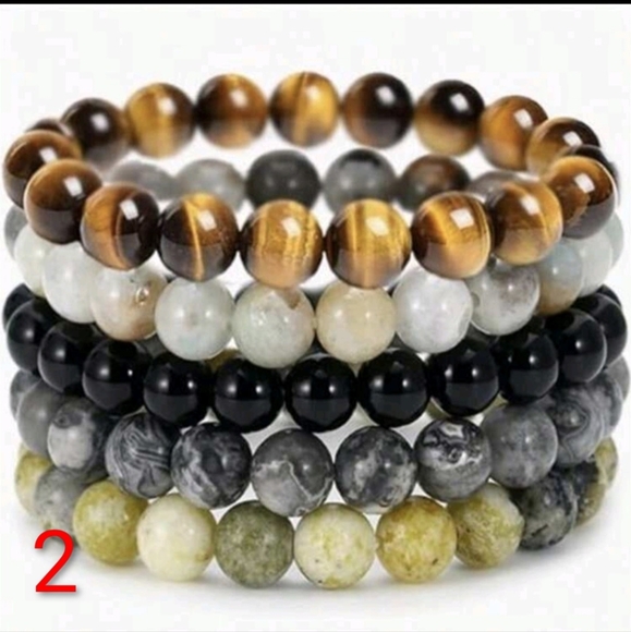 Natural Stone Bracelet Set Bohemian 70s Style Bracelets Jewelry Gift Idea Gifts - Picture 5 of 12